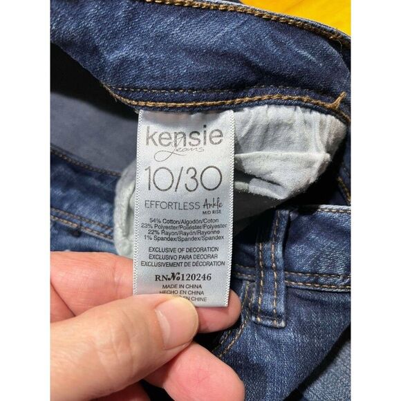 Kensie Jeans Womens 10 Effortless Ankle Blue Mid Rise Distressed Denim Festival - Picture 5 of 9